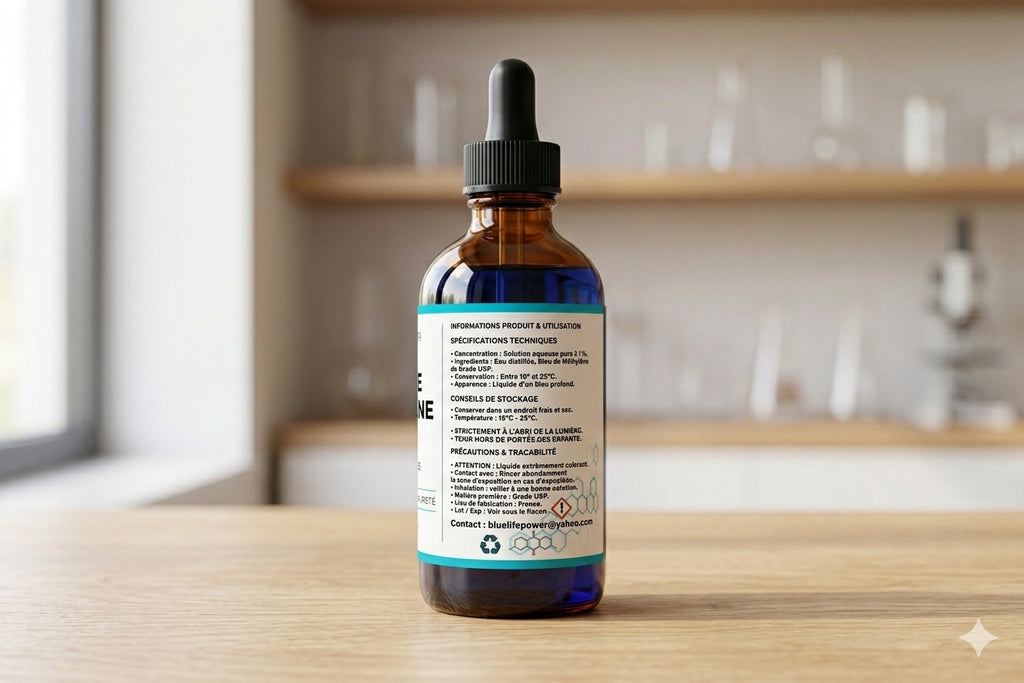 Bleu de Méthylène 5% (100 ml) — Solution Haute Concentration Qualité USP — Blue Life Power